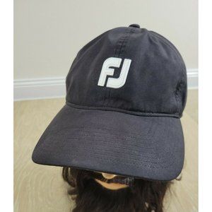 FJ Dry Joys Dryjoys Golf Cap Baseball Hat Black Strapback White Rubber Logo